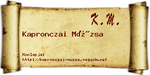 Kapronczai Múzsa névjegykártya